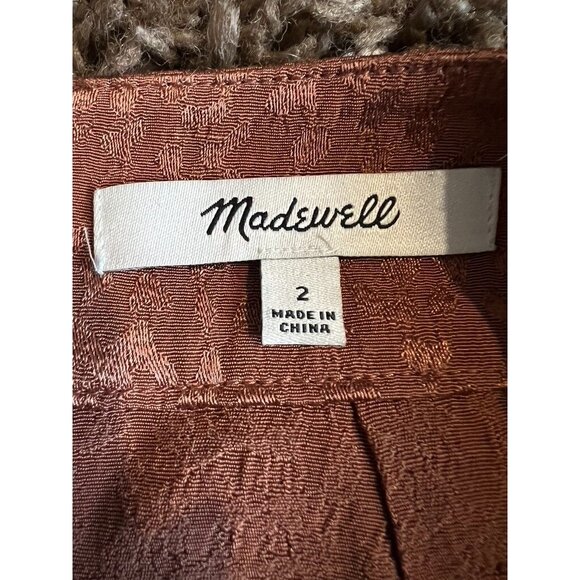 MADEWELL Midi Skirt Women 2 Flounce Hem Cheetah Jacquard Brown ND132 - Picture 2 of 11
